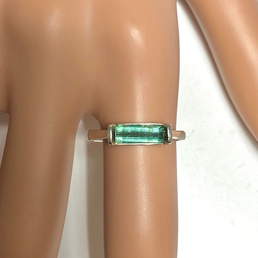 Миниатюра: 0.85ct Natural Paraiba blue tourmaline 925 Silver / Gold/ east west ring