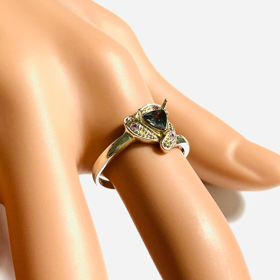 サムネイル： Natural Colour change Bekily Blue Green Garnet 925 Silver / Gold ring