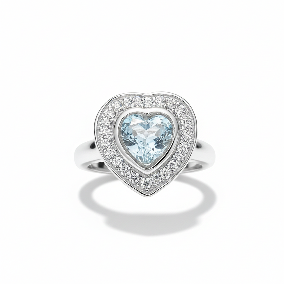 1.21ct Natural aqua blue Aquamarine engagement ring Silver,  Gold