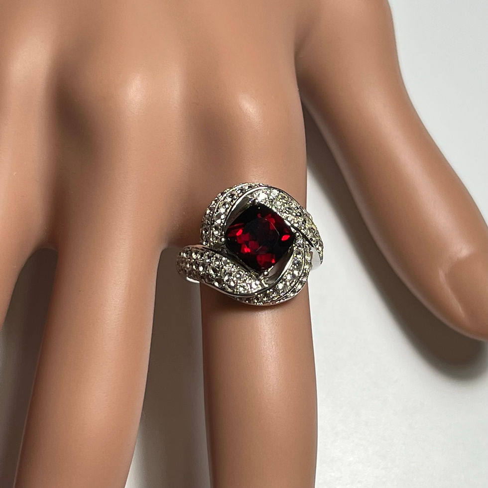 Miniatura: 2.75ct Natural Red Pyrope garnet 925 Silver / Gold/ Platinum ring