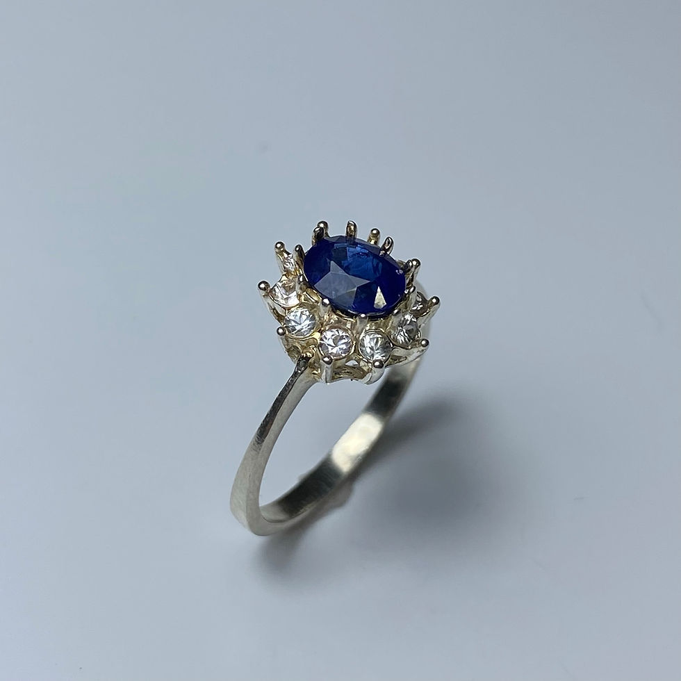 Миниатюра: 1.05ct Natural Royal blue sapphire 925 Silver / Gold/ ring