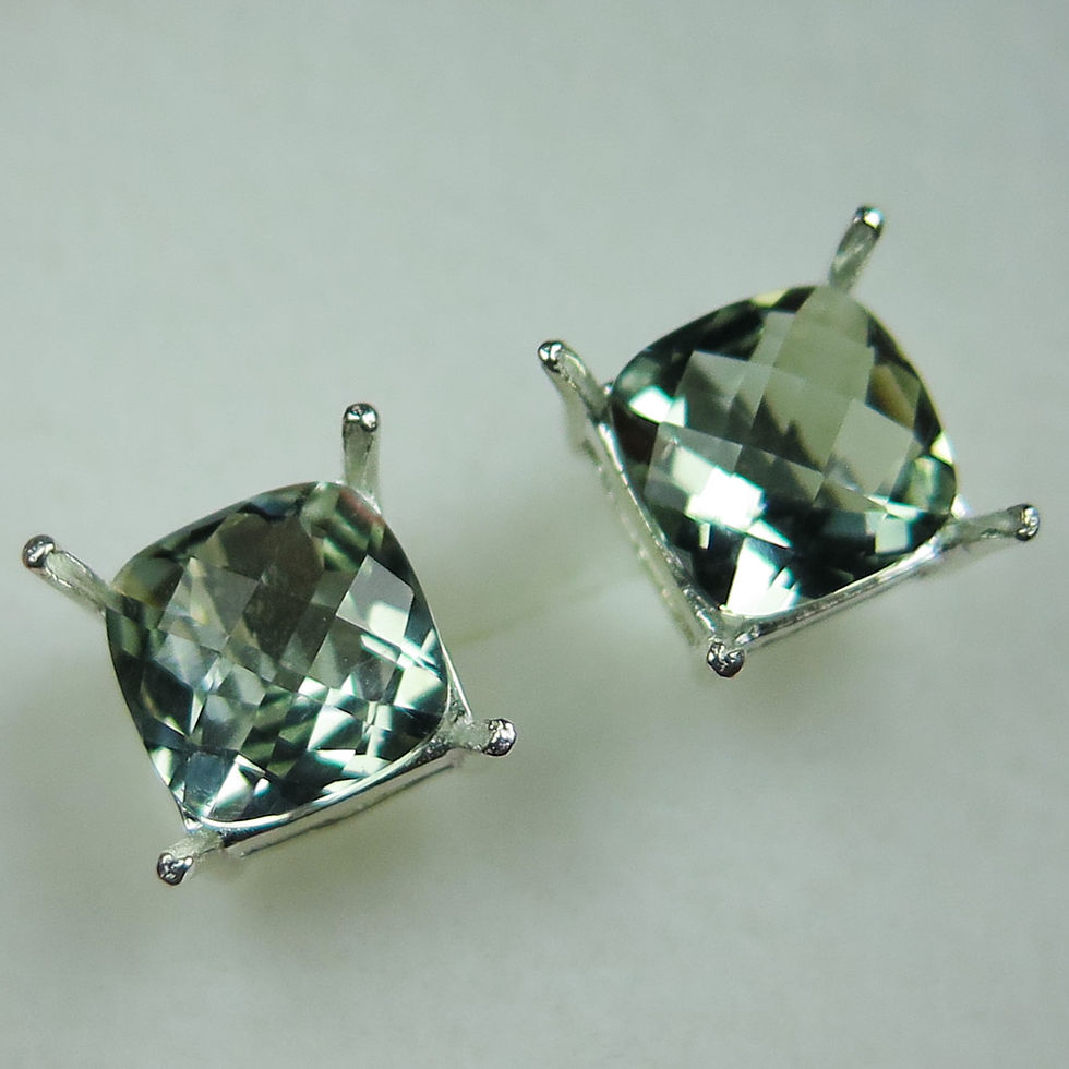 Miniatura: Natural Prasiolite Amethyst Silver /Gold / Platinum stud earrings