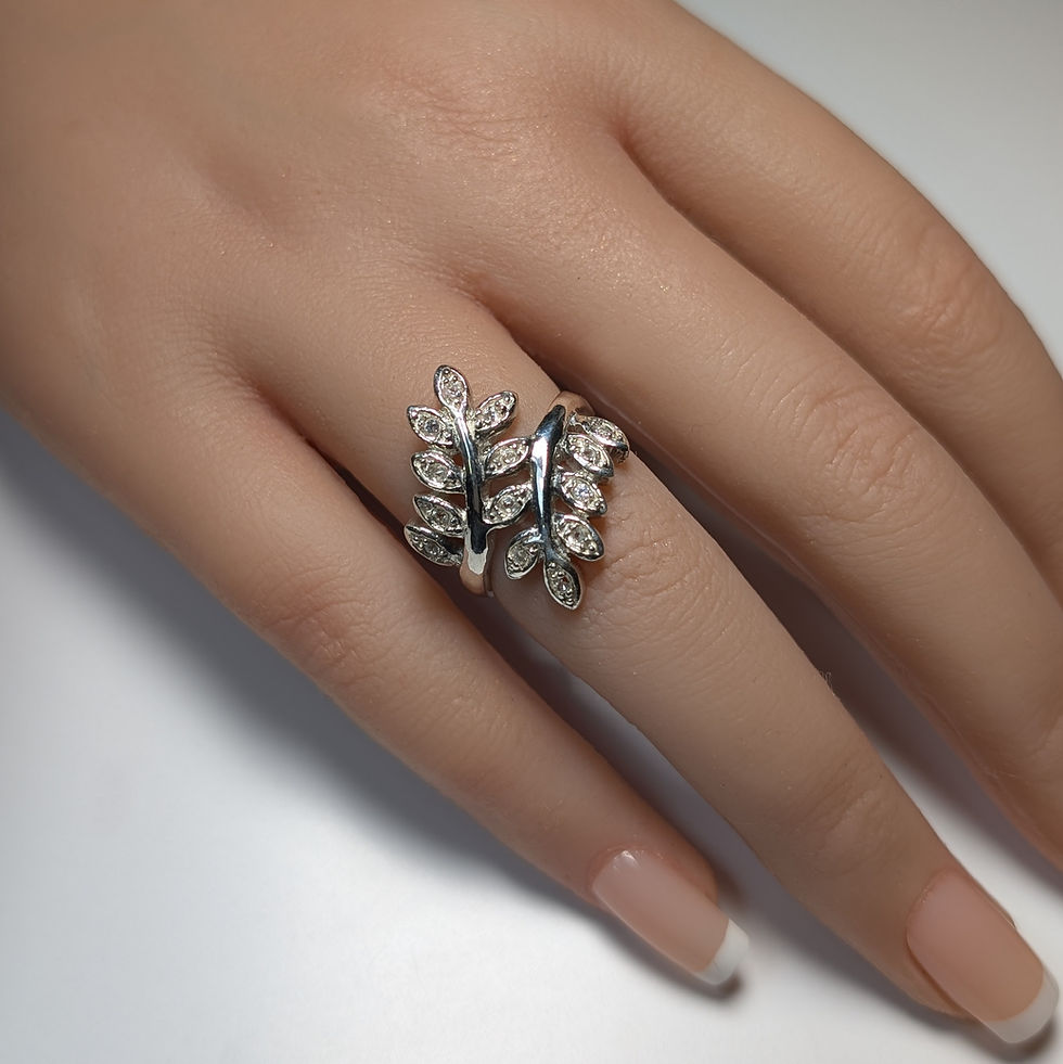 Miniatura: 14pcs Natural diamond 925 Silver / Gold floral leaf wheat engagement rin