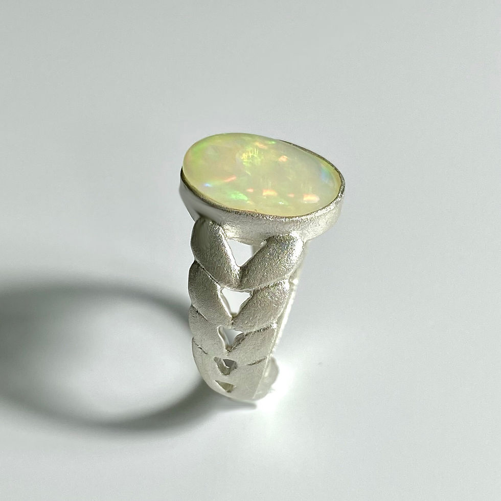 Миниатюра: 2.25cts Natural multi-colour Welo Opal Silver / Gold / Platinum ring