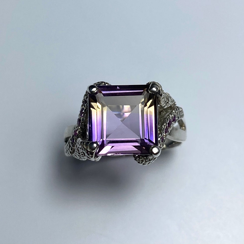 縮圖：5.15cts Natural Bi-colour Ametrine 925 Silver / Gold/ Platinum ring