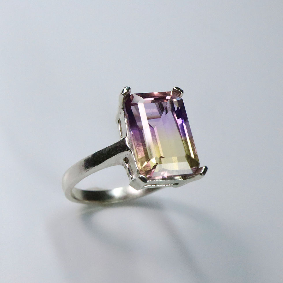 Miniatura: 5cts Natural Bi-colour Ametrine 925 Silver / Gold solitaire ring