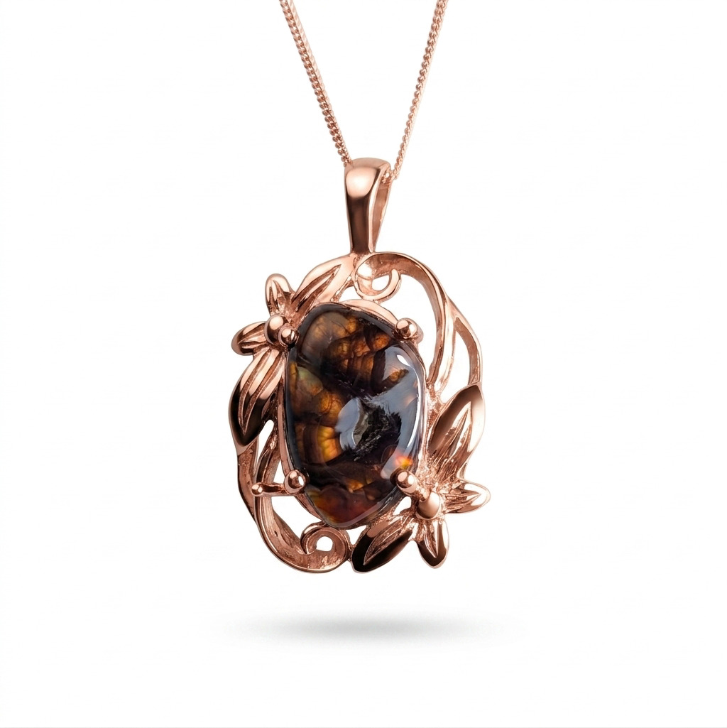 7.41ct Natural Fire Agate 925 Sterling Silver, Gold, Platinum pendant