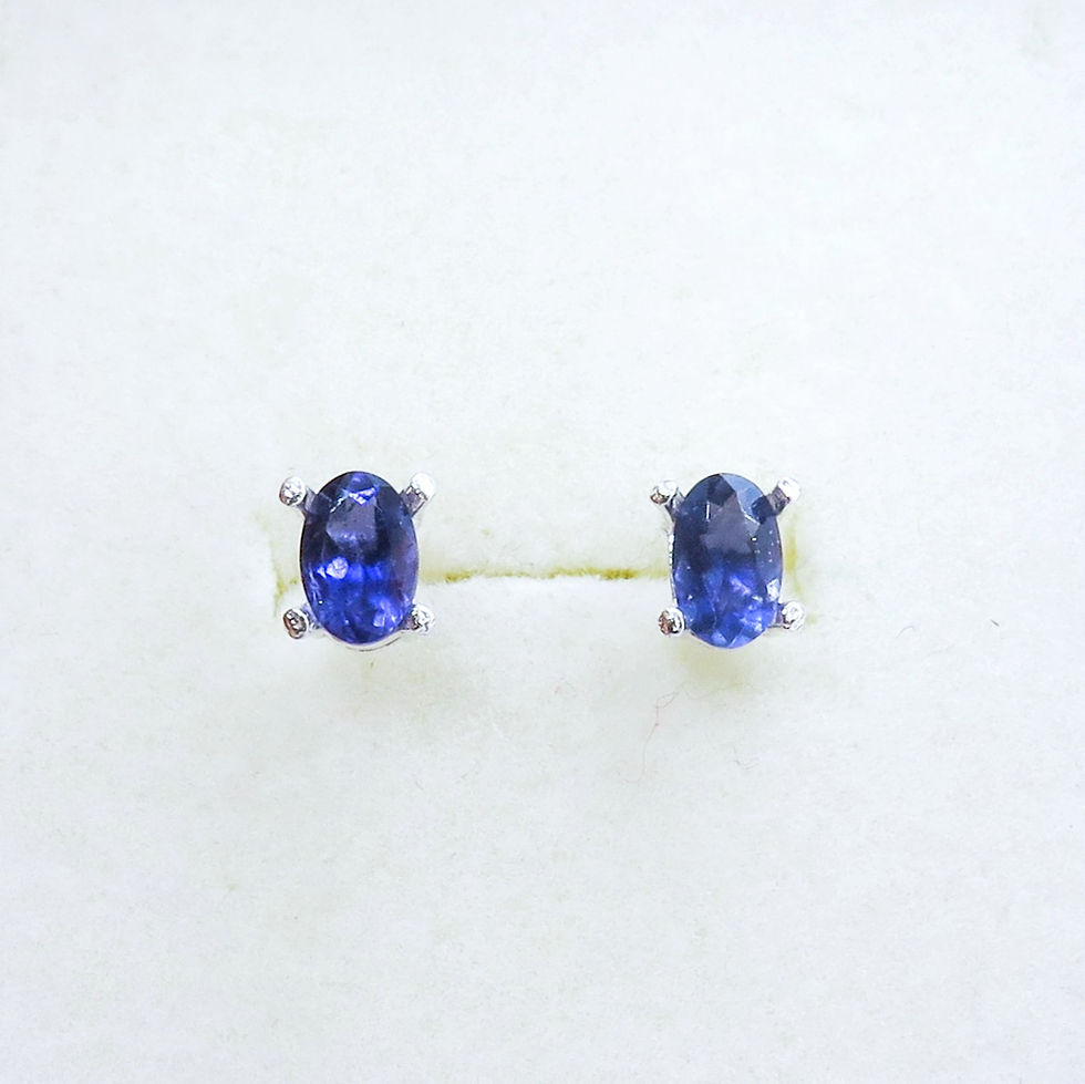 Miniatura: Natural purple blue Iolite 925 Silver unisex stud earrings