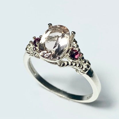 Miniatura: 1.35ct Natural Pink Morganite Beryl 925 Silver / Gold/ Platinum ring