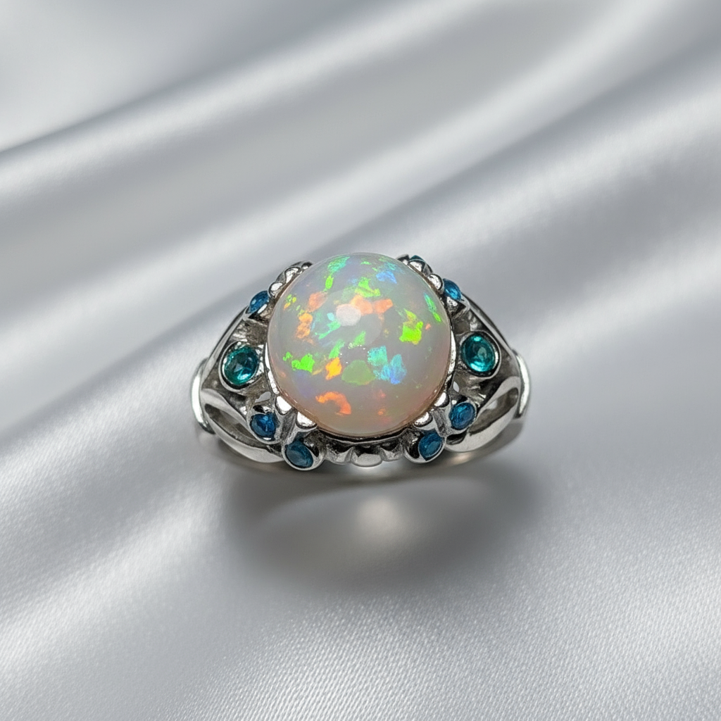 2.38cts Natural Welo Opal ring Silver / Gold / Platinum