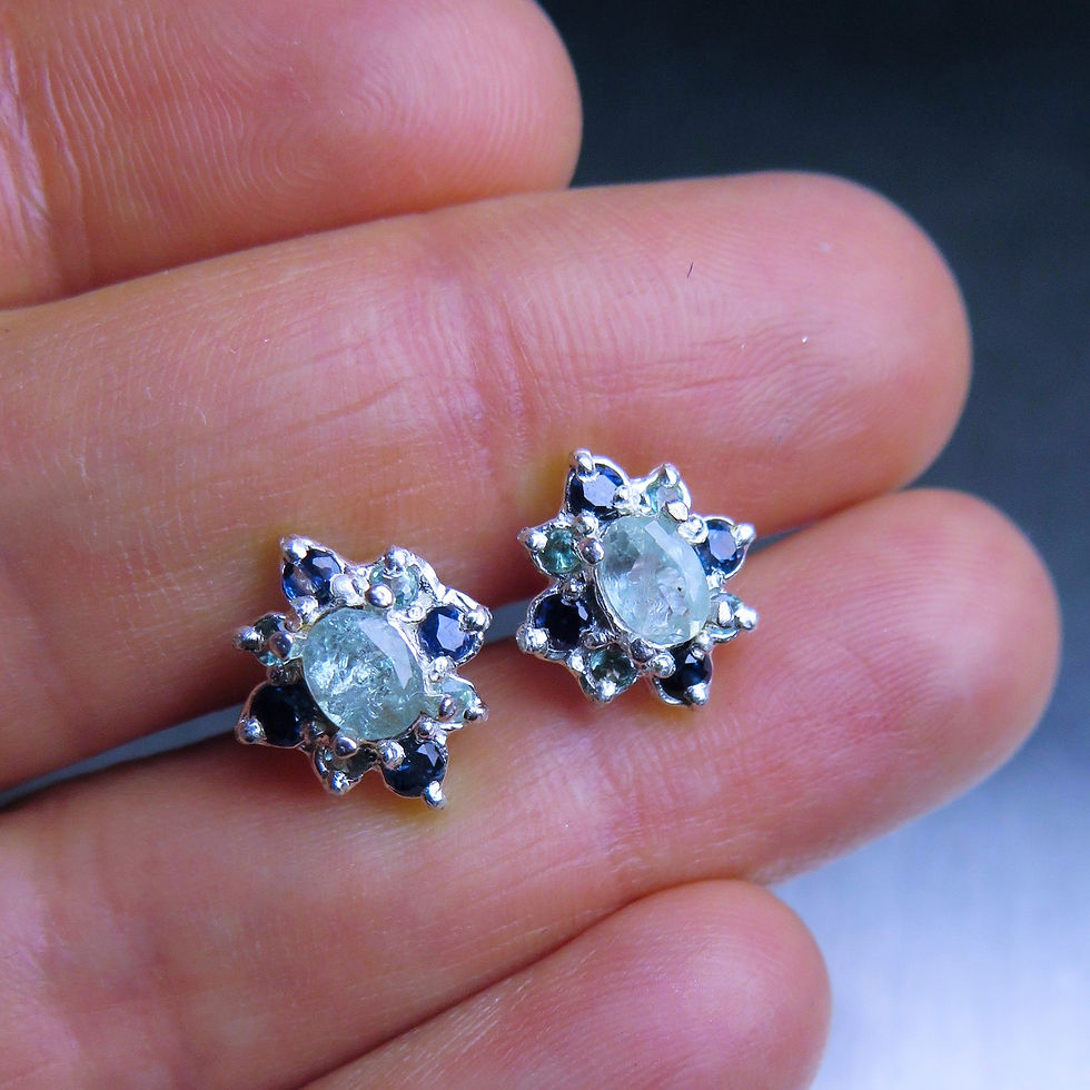 Miniatura: Natural Alexandrite colour change green 925 Silver 9ct 14k 18k 375 585 750 Gold studs earrings