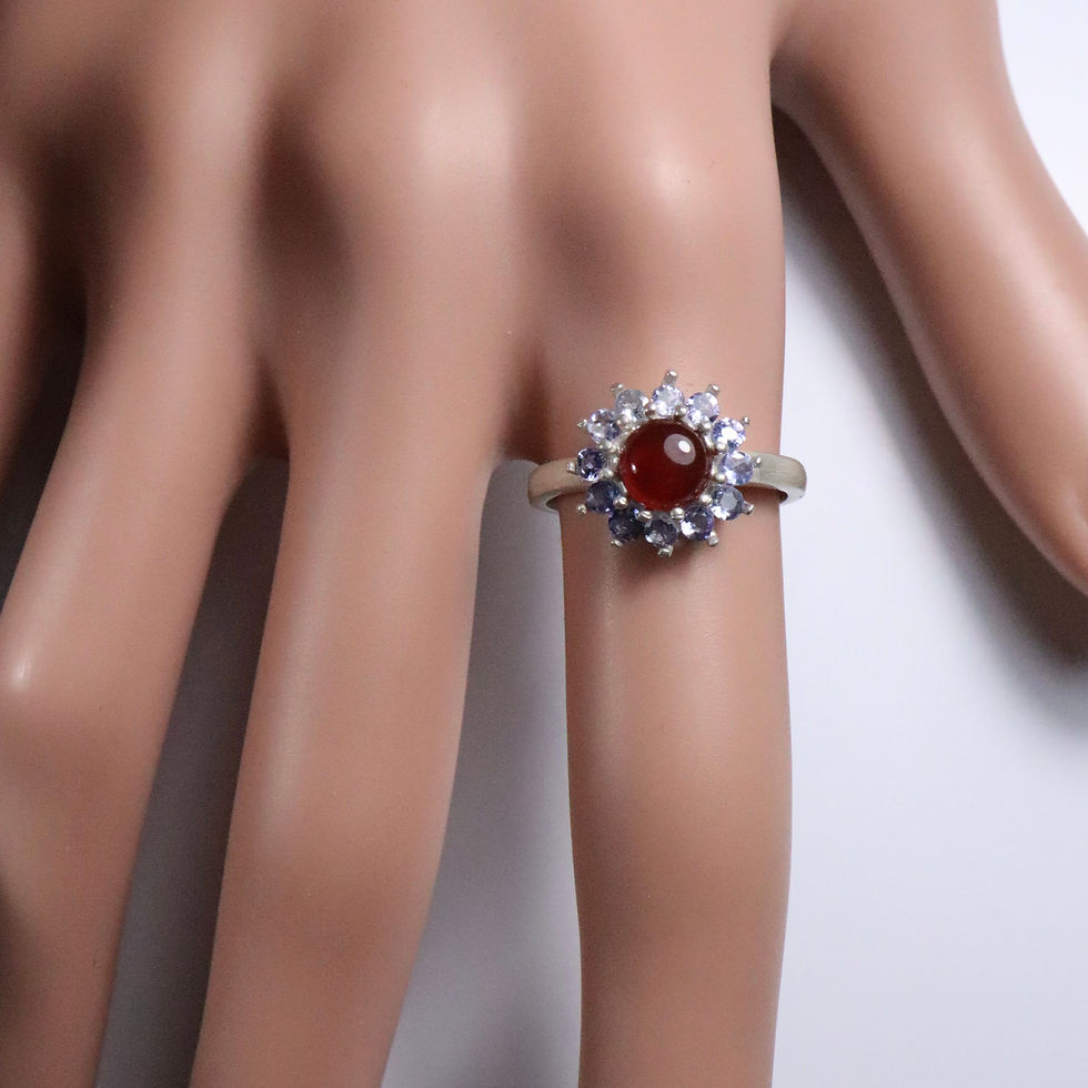 縮圖：Certified 0.75ct Natural Carnelian Orange red 925 Silver / Gold/ Platinum ring