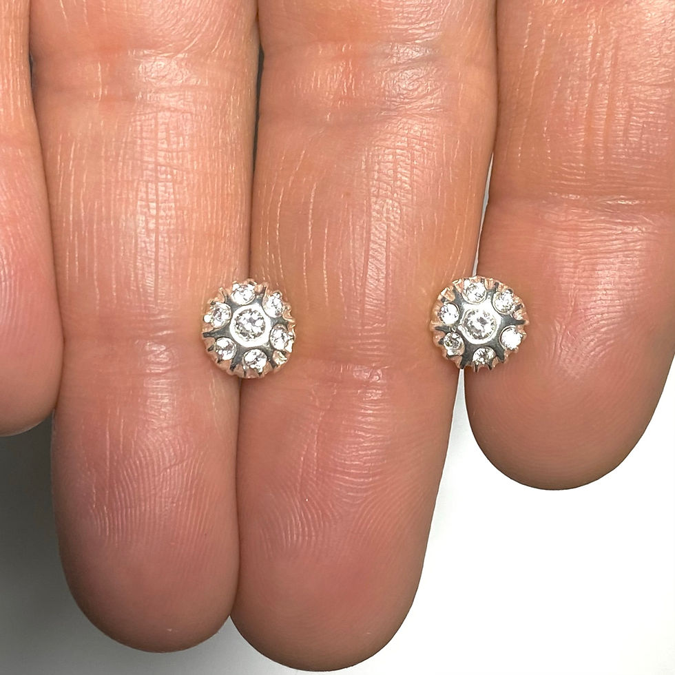 Miniatura: Natural white Diamond Silver/ Gold/Platinum stud earrings