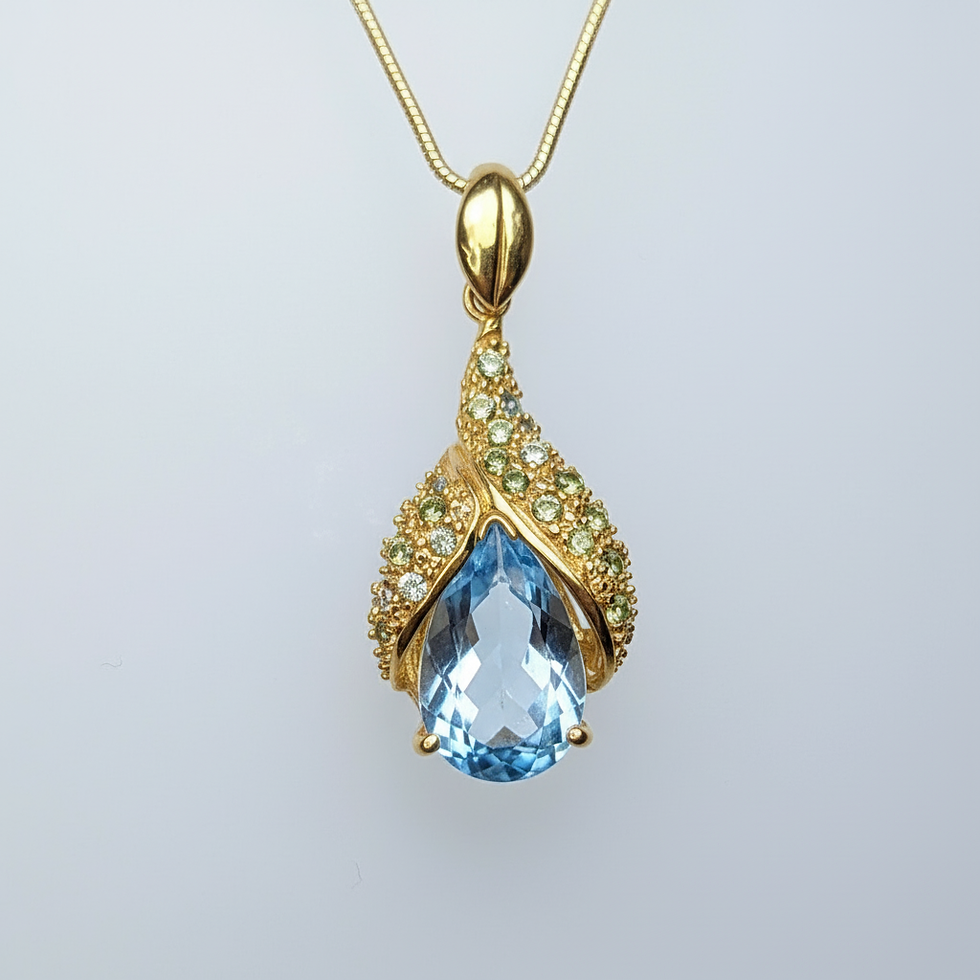 Thumbnail: 5.73ct Natural Topaz and peridot pendant Silver, Gold, Platinum