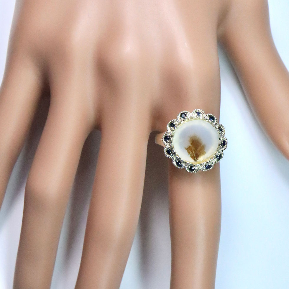 縮圖：1.25ct Natural Scenic Dendritic agate 925 Silver / Gold ring