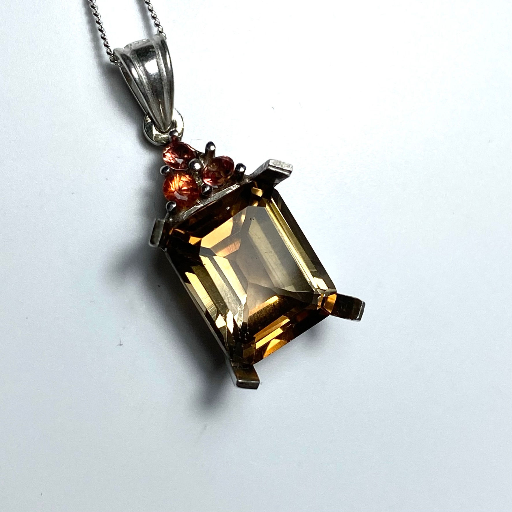 Natural Imperial topaz brown orange yellow 925 Sterling silver 9ct 14k 18k 375 585 750 Gold Platinum art deco pendant