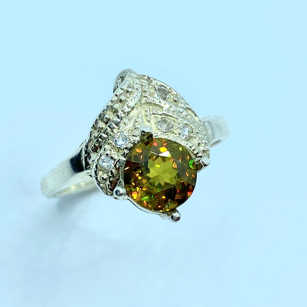 縮圖：1.45ct Natural Titanite Sphene 925 Silver / Gold/ Platinum ring