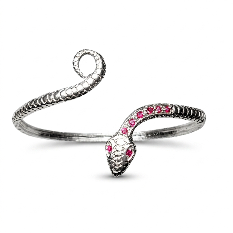 Miniatura: Natural ruby Silver, Gold or Platinum adjustable snake bangle bracelet
