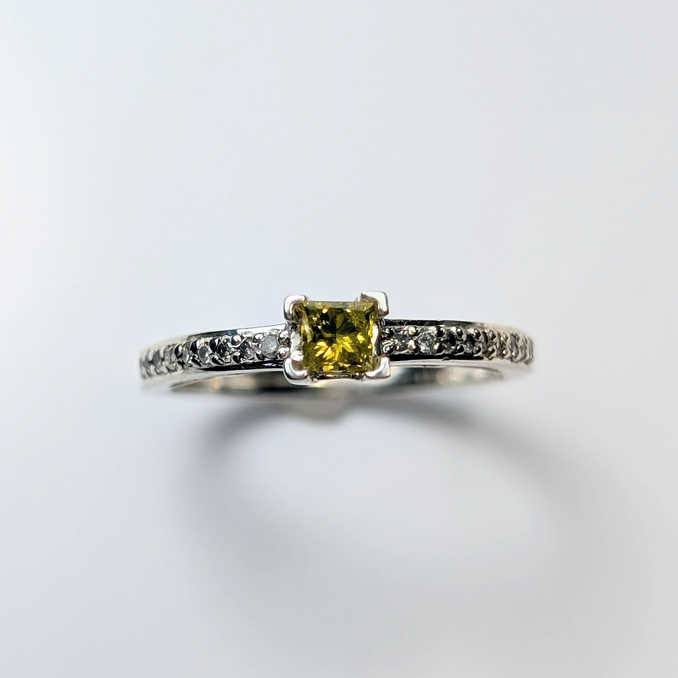Miniature : 0.2cts Natural Diamond princess cut 925 Silver / Gold/ Platinum ring