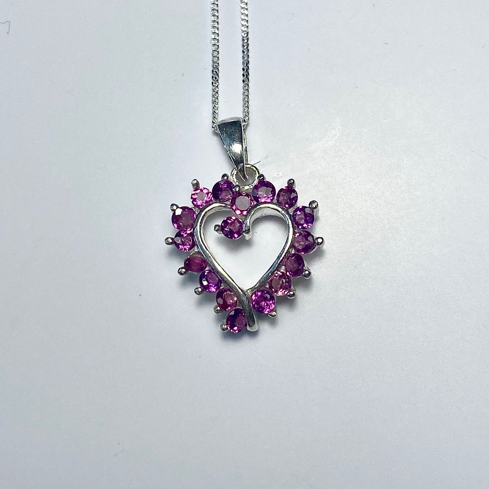 Miniatura: Natural Rhodolite Garnet Silver / Gold / Platinum heart pendant