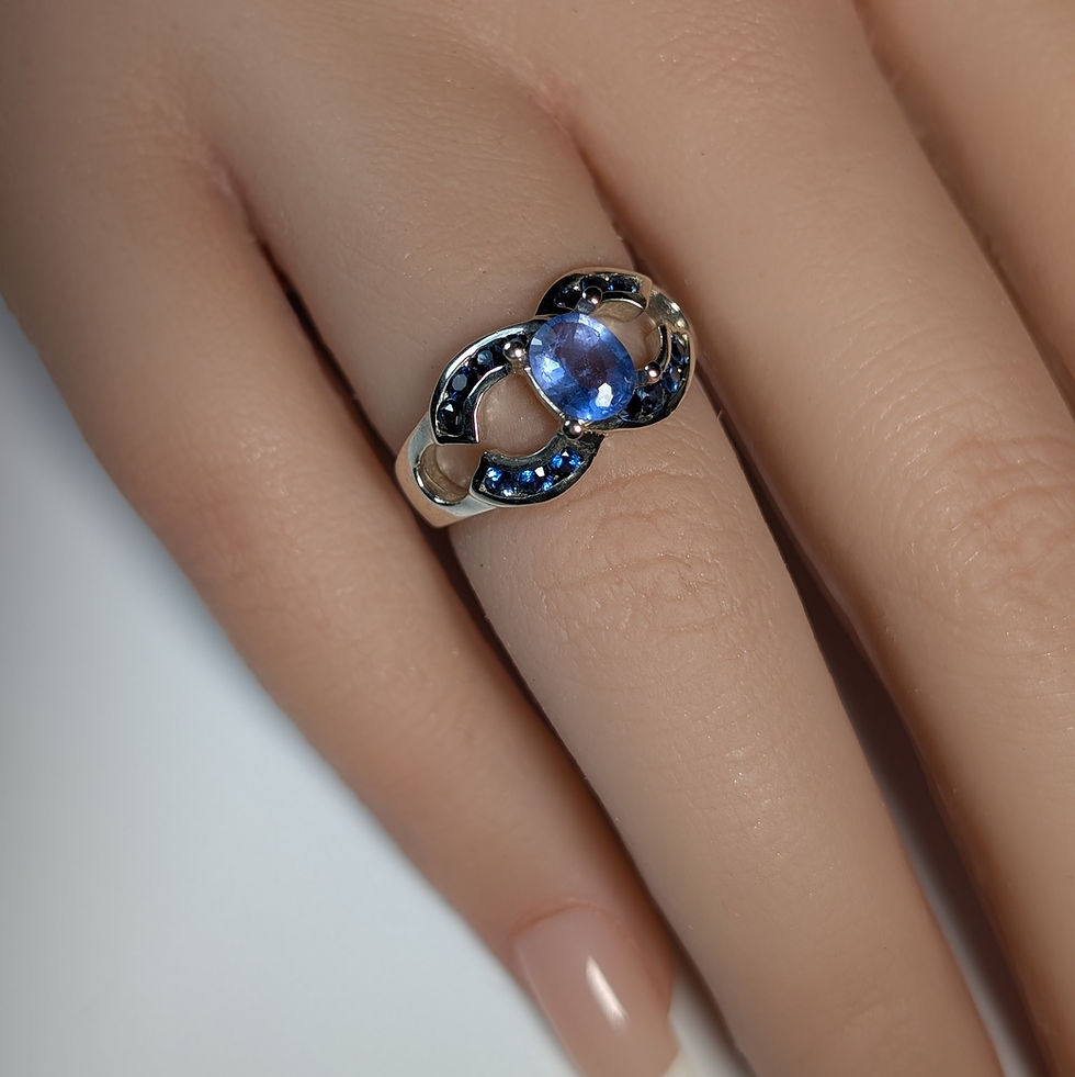 Miniatura: 0.47ct Natural Blue purple Hackmanite 925 Silver/ Gold/ Platinum ring