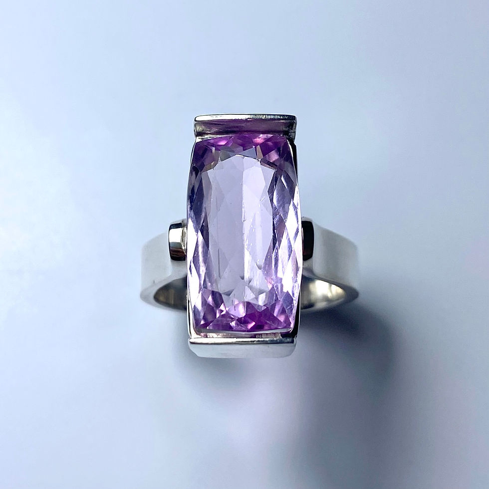 縮圖：8.8cts Natural vivid pink Kunzite 925 Silver / Gold/ Platinum ring