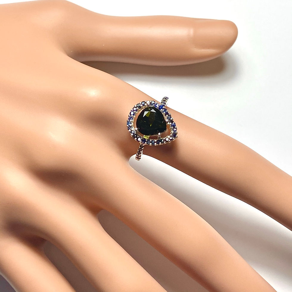 Miniature : 1.8ct Natural Forest tourmaline 925 Silver / Gold/ halo ring