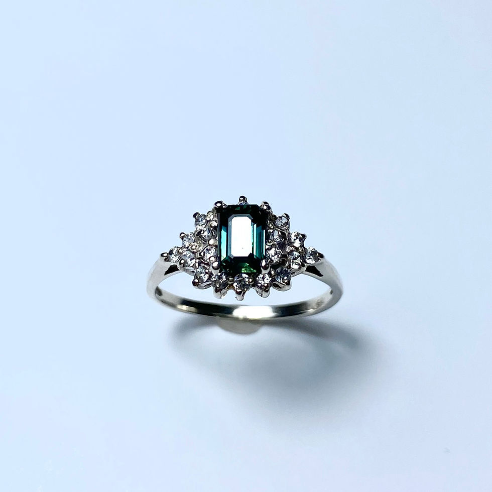 Миниатюра: Natural Australian Parti  Sapphire teal blue 925 Silver / Gold ring