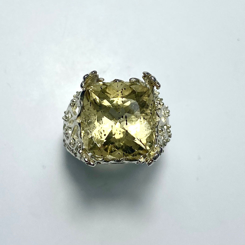 Miniatura: 10.2ct Rare Natural Golden Scapolite 925 Silver/ Gold/ Platinum ring
