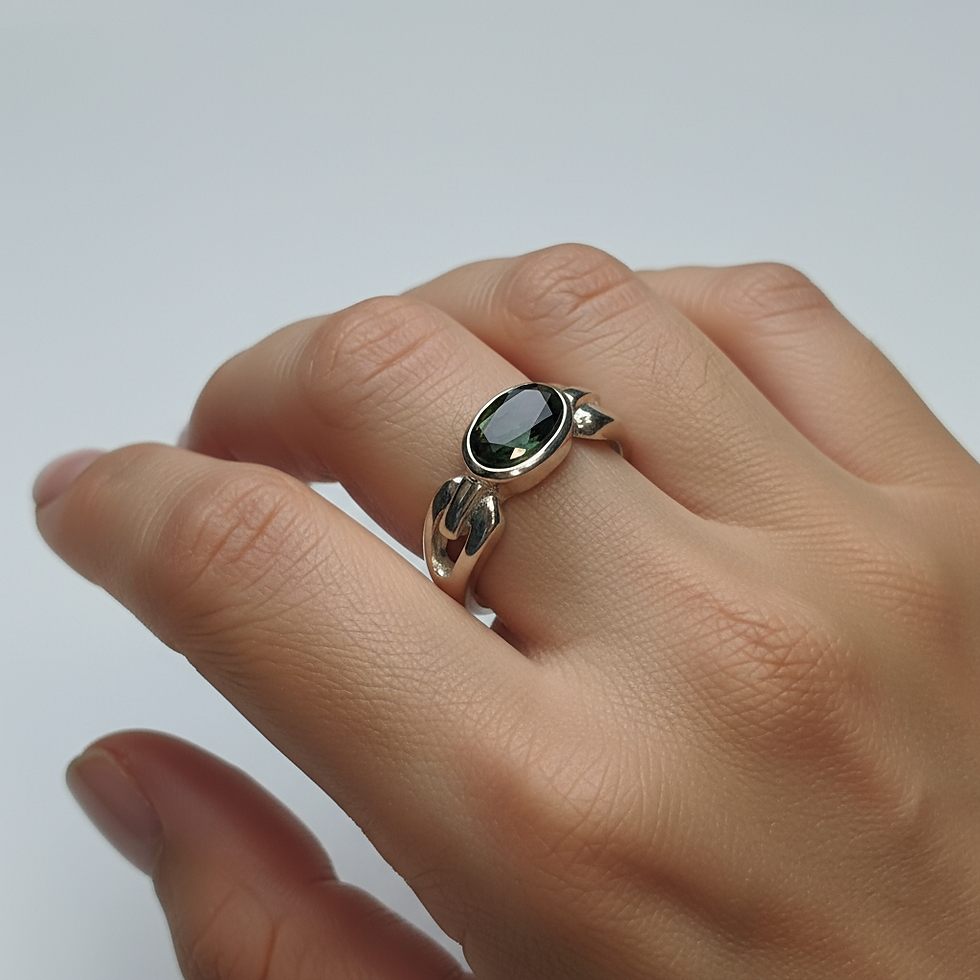 Thumbnail: RARE 1.2ct Natural bi-colour Kornerupine unisex ring 925 Silver / Gold/ Platinum