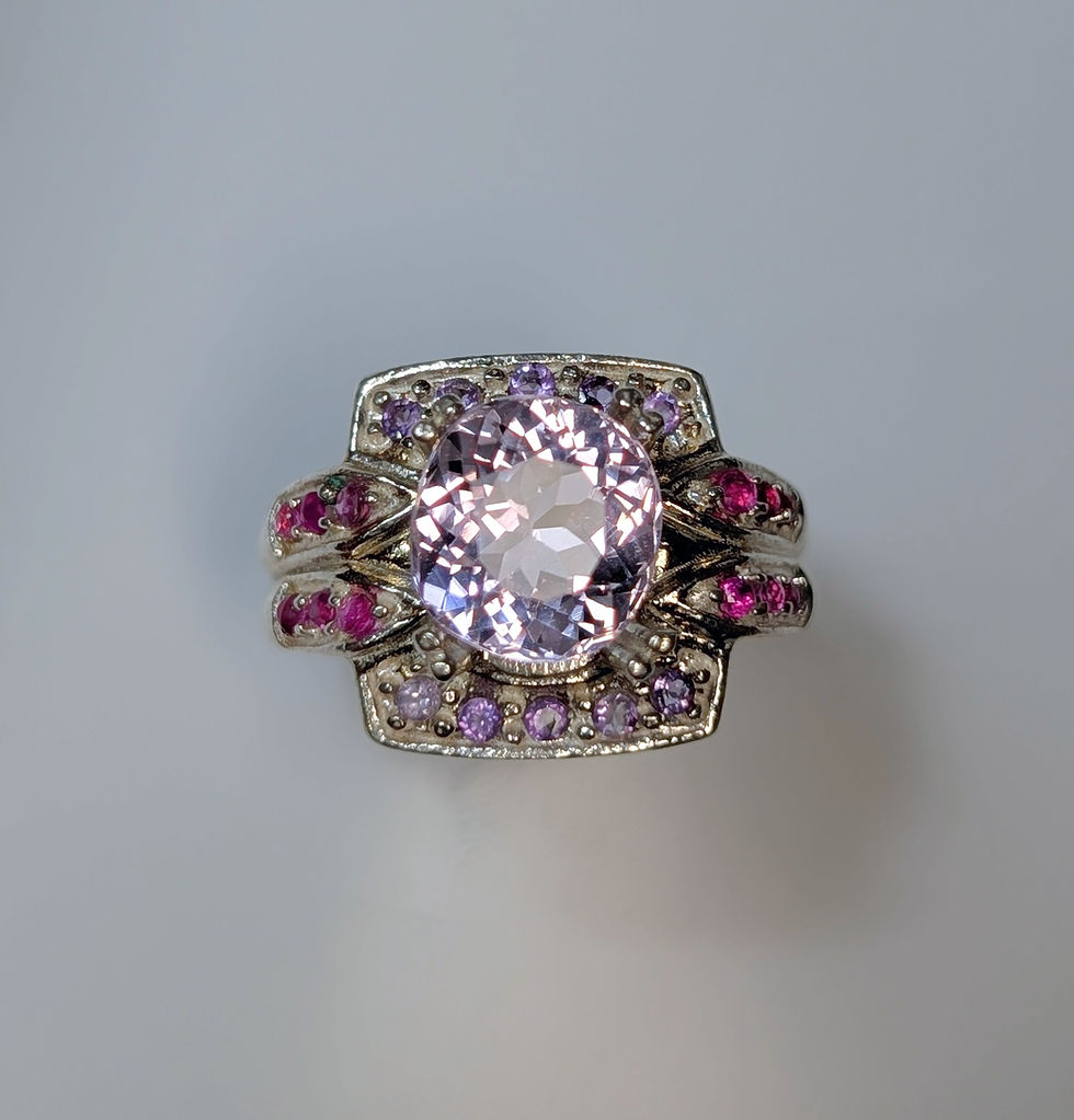 Miniatura: 3.57cts Natural vivid pink Kunzite 925 Silver / Gold/ Platinum ring
