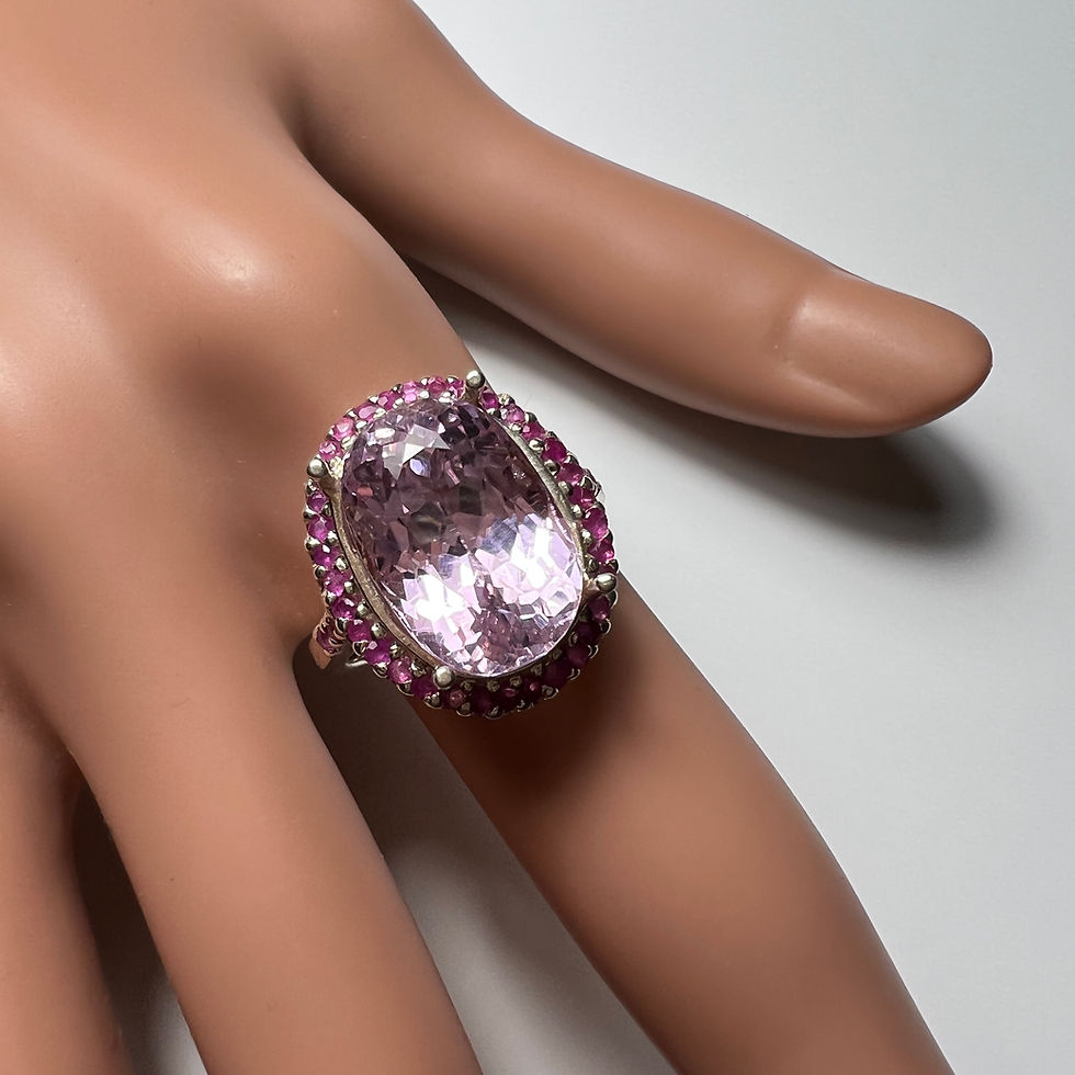 Miniatura: Certified 7.85cts Natural pink Kunzite 925 Silver / Gold/ Platinum ring