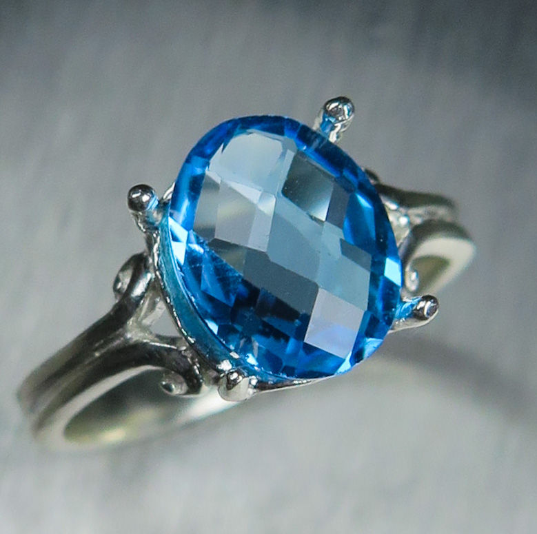 Miniatura: 2.8ct Natural Swiss Blue Topaz 925 Silver / Gold/ Platinum ring