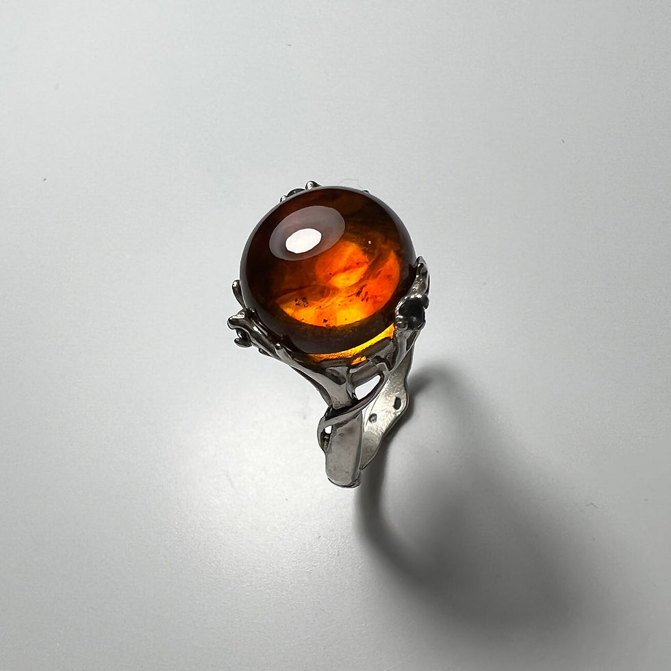 Миниатюра: Certified 3ct Natural Baltic Amber 925 Silver 9ct 14k 18k 375 585 750 Yellow Red White Gold 950 Platinum ring