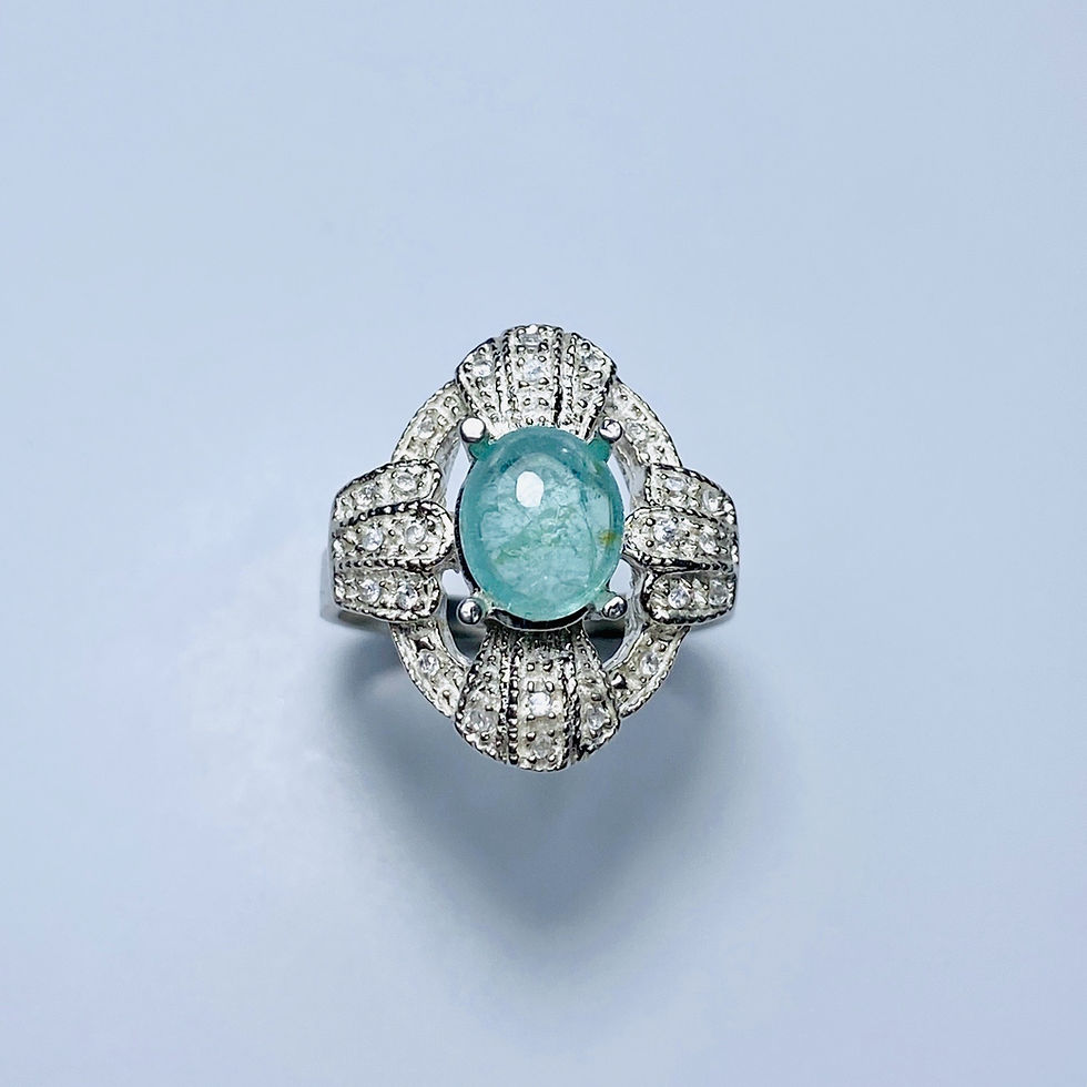 Miniatura: Natural parailba blue tourmaline 925 Silver 9ct 14k 18k 375 585 750 Gold Platinum cabochon cocktail ring