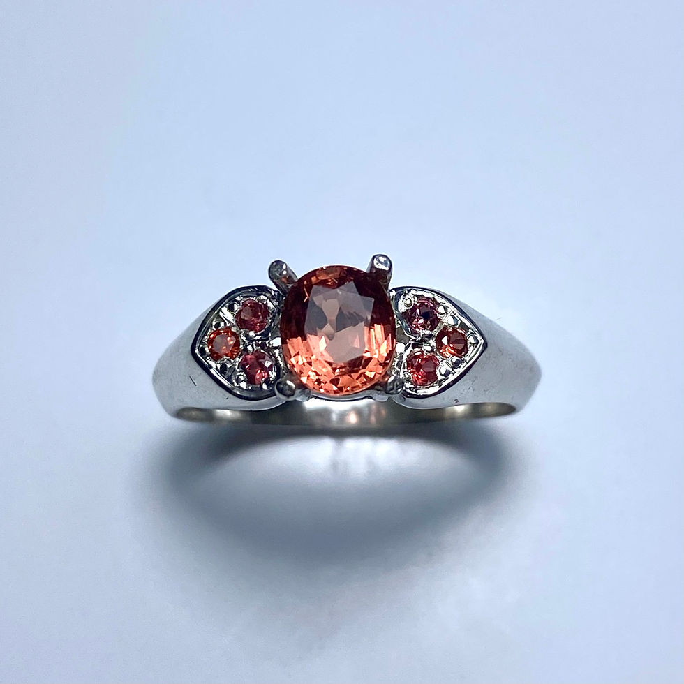 Natural Sunset orange red Spinel 925 Silver / Gold/ Platinum heart ring