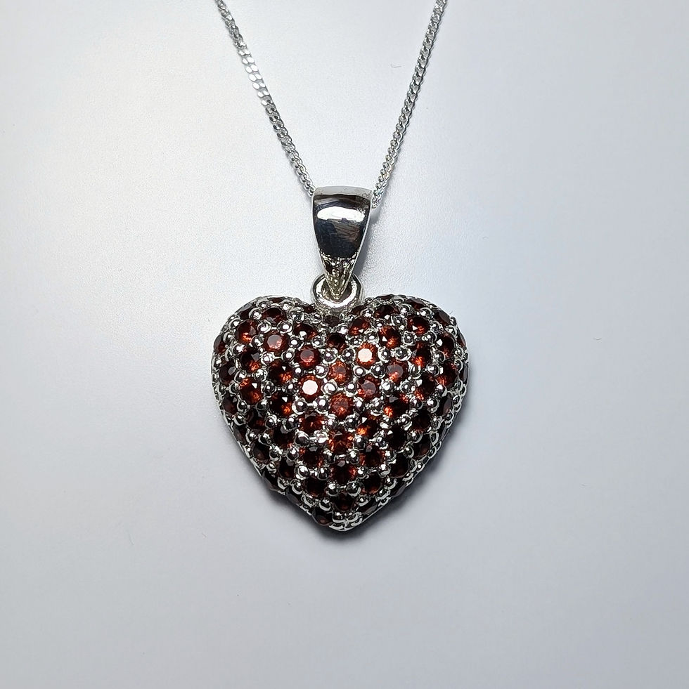 Thumbnail: Natural Orange Spessartite Garnet Silver / Gold / Platinum heart pendant