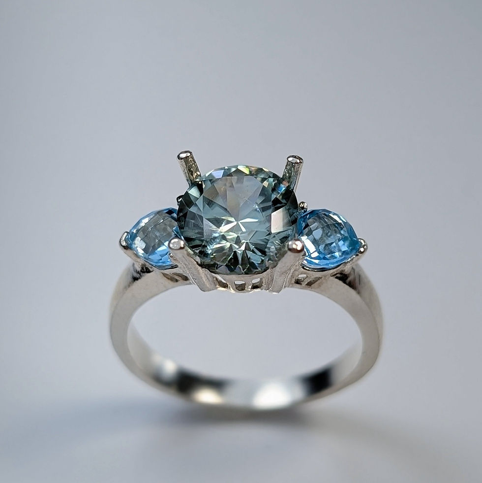 Miniatura: 2.72ct Moissanite Lab Diamond paraiba green blue 925 Silver / Gold ring
