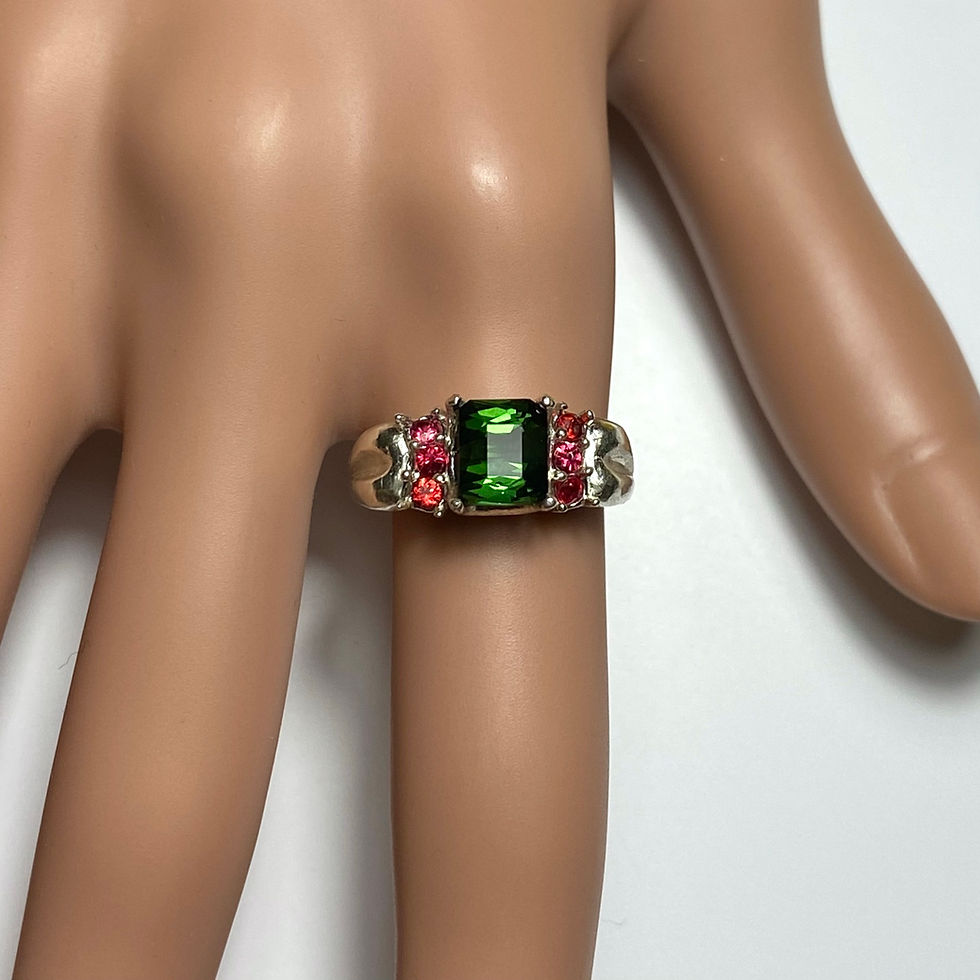 Miniatura: 2ct Natural Chrome Green tourmaline 925 Silver / Gold/ solitaire ring