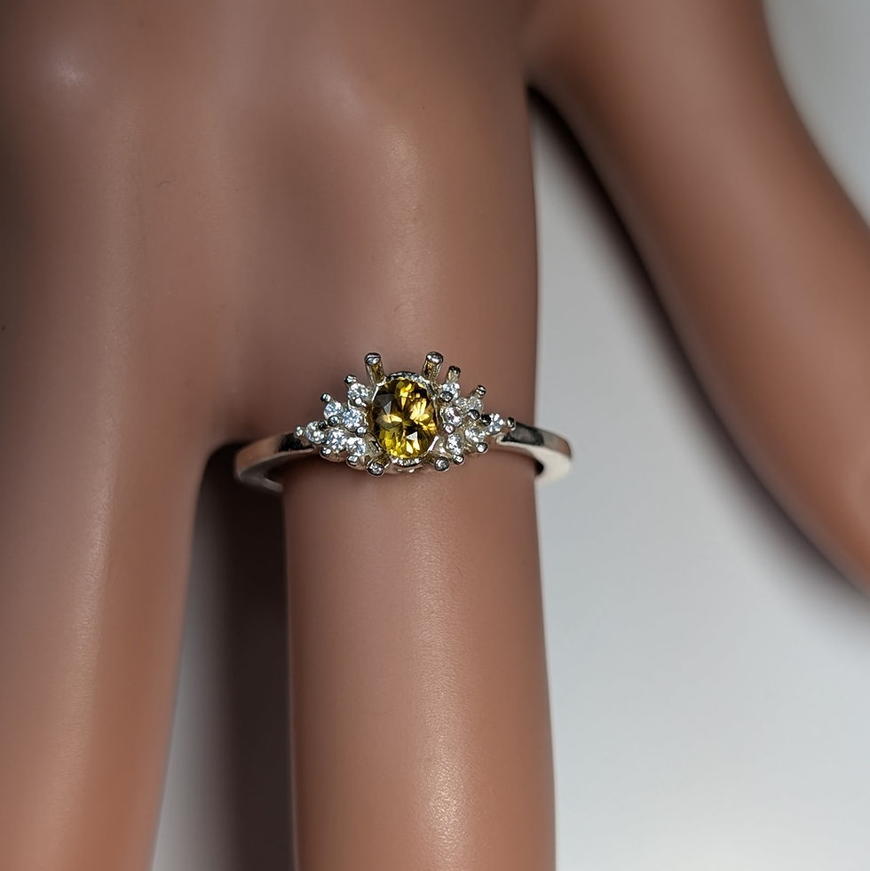 Миниатюра: Natural chondrodite and diamond 925 Silver / Gold/ Platinum ring