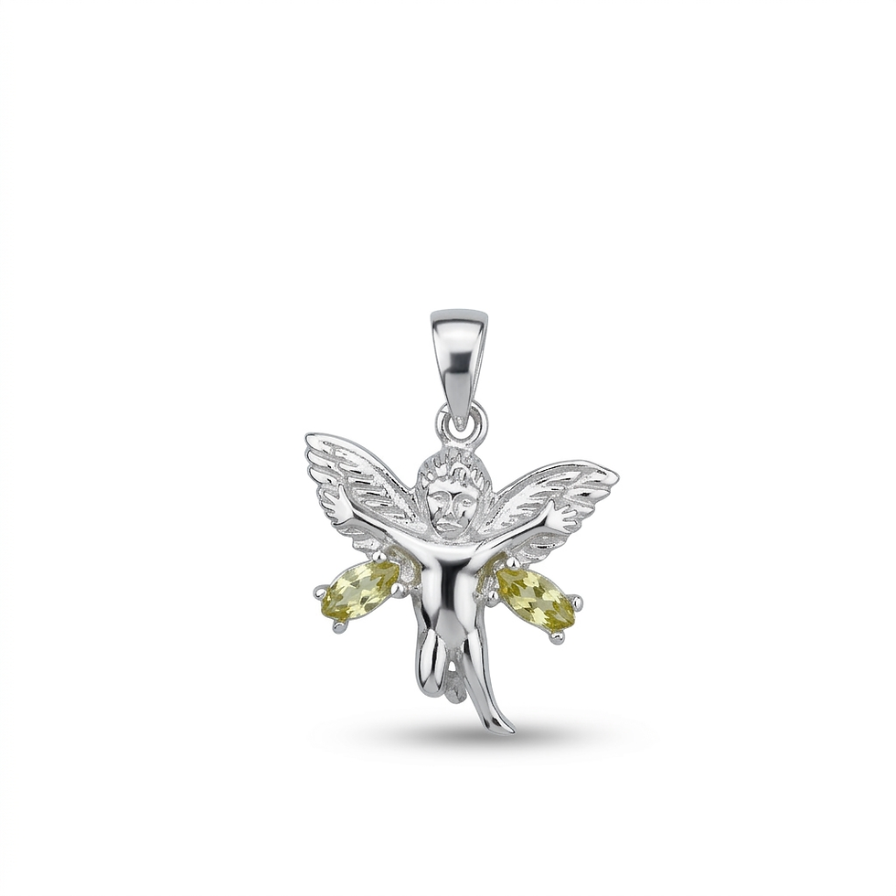 Thumbnail: 1.10ct Natural chrysoberyl angel pendant 925 Silver, Gold, Platinum