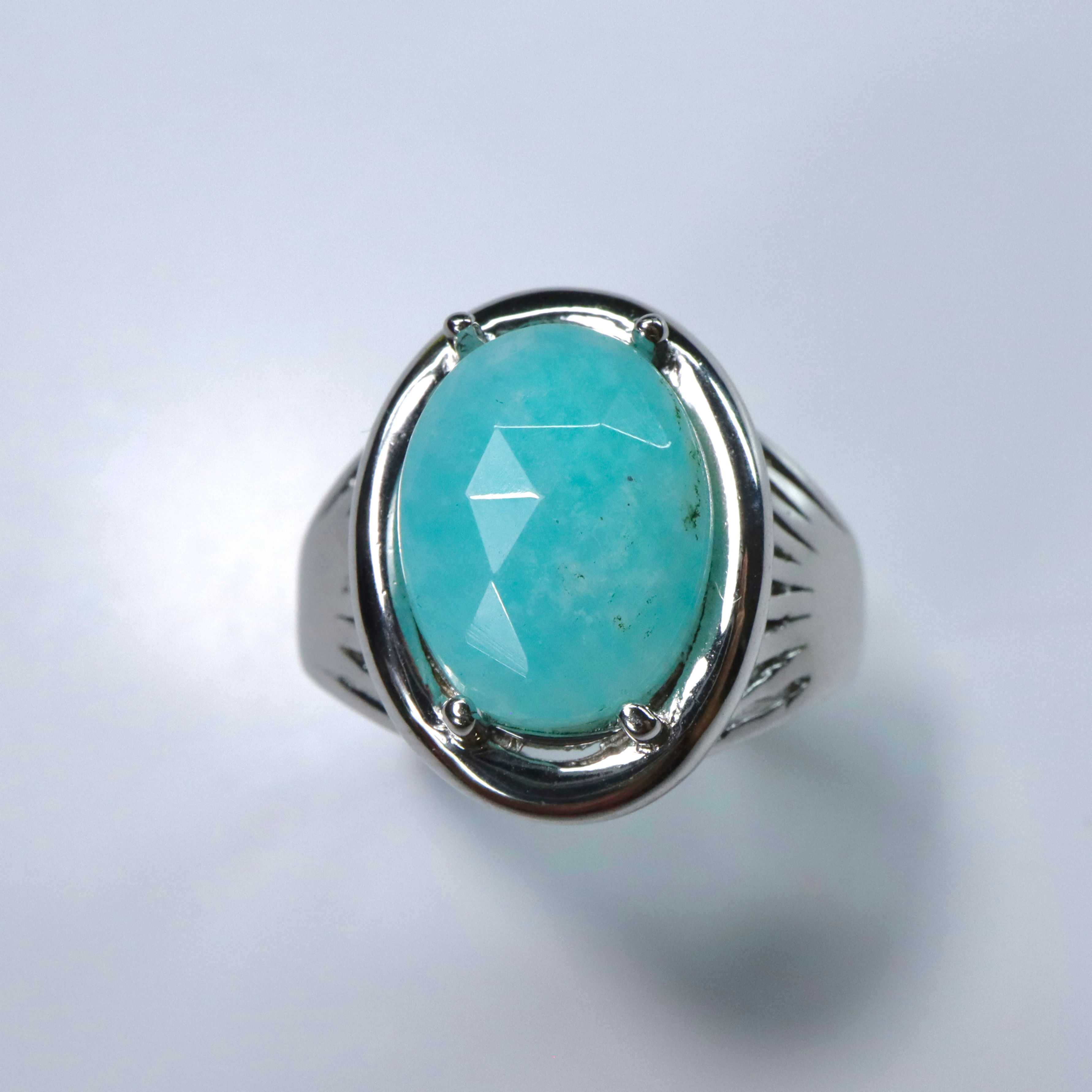 3.4ct Natural Amazonite 925 Silver / Gold / Platinum ring