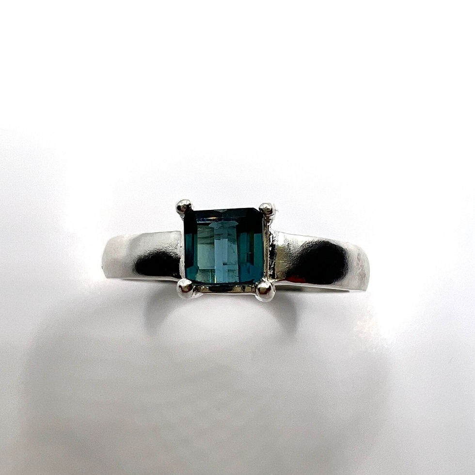 縮圖：0.75ct Natural Indicolite tourmaline 925 Silver / Gold ring