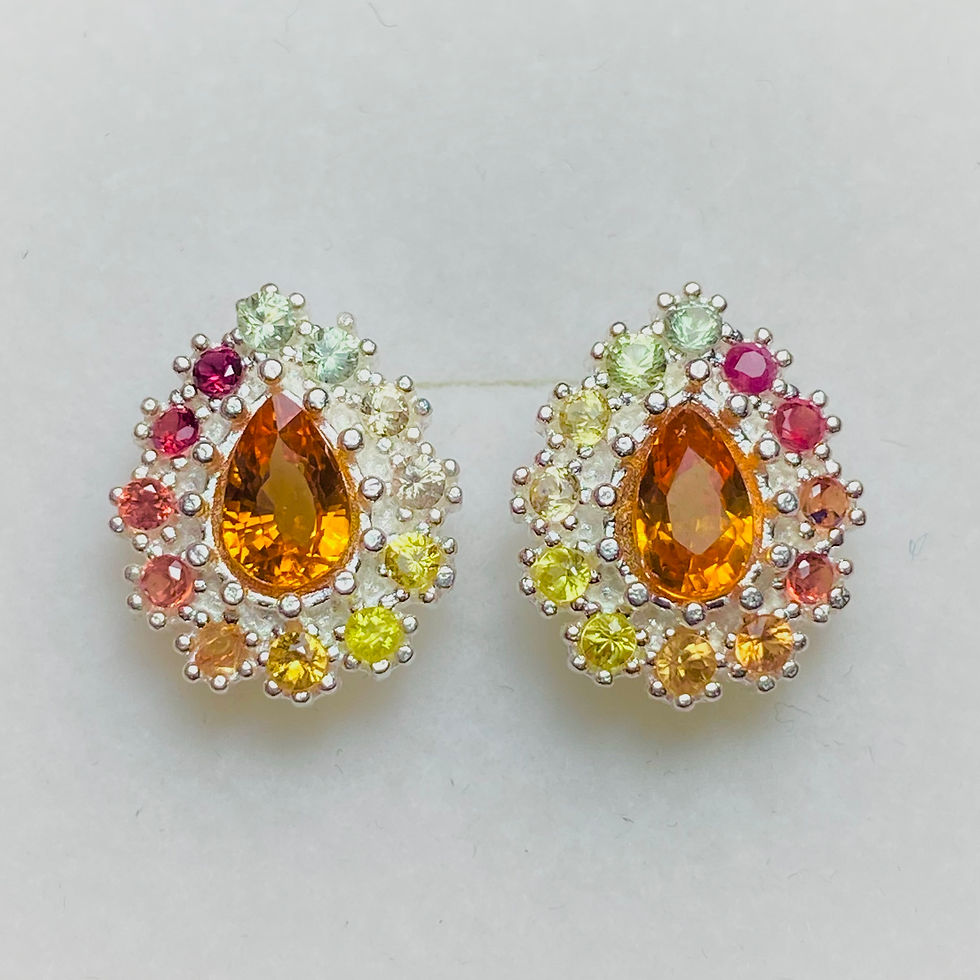 Miniature : 1.45ct Natural Sunset Orange sapphires Silver/ Gold/Platinum stud earrings