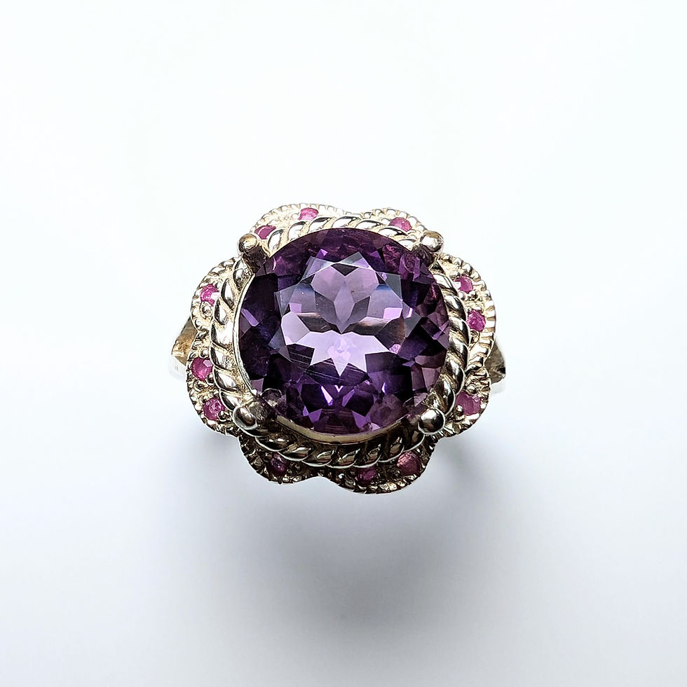 Miniature : 4.5ct Natural purple Amethyst 925 Silver / Gold/ Platinum ring