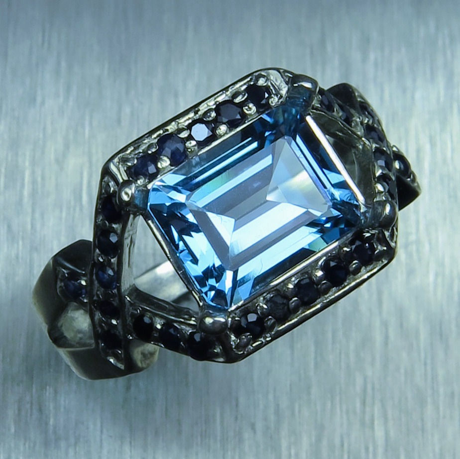 サムネイル： 2.8ct Natural Swiss Blue Topaz 925 Silver / Gold/ Platinum ring
