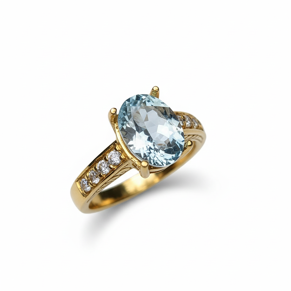Miniatura: 1.83ct Natural aqua blue Aquamarine engagment ring Silver, Gold, platinum