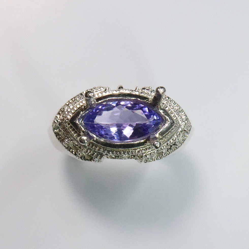 Miniatura: 1.5cts Natural purple blue Tanzanite 925 Silver / Gold/ Platinum ring