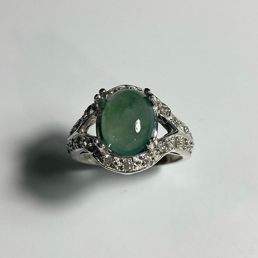 縮圖：2.45ct Natural Green Jade 925 Silver / Gold/ Platinum ring
