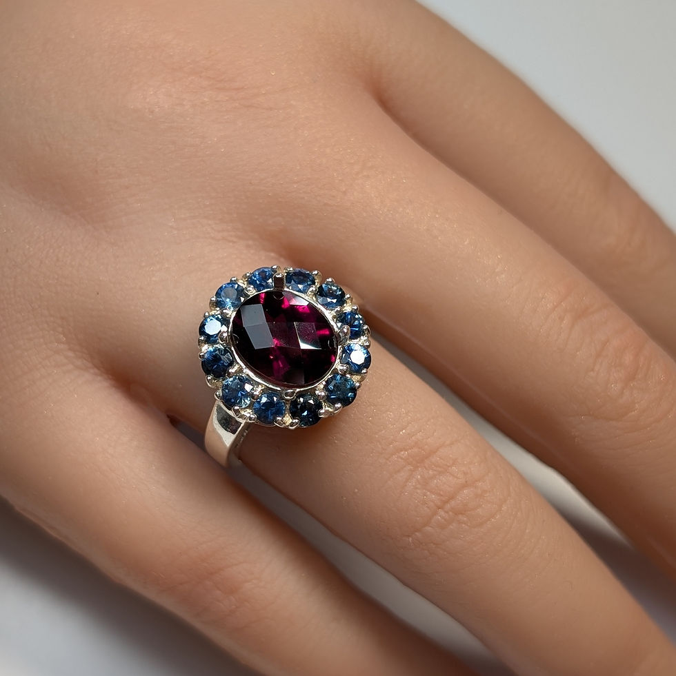 Miniatura: 3.98ct Natural raspberry red rhodolite garnet 925 Silver / Gold/ Platinu